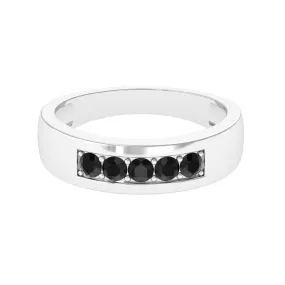 Five Stone Black Diamond Wide Band Ring