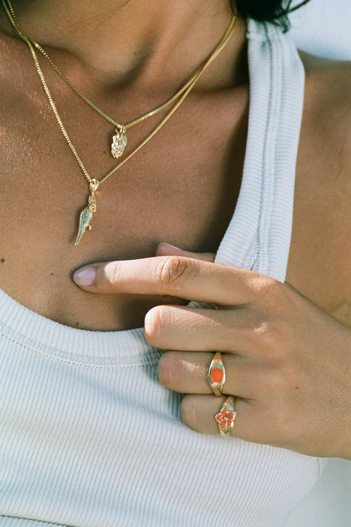 Flower pinky ring gold plated