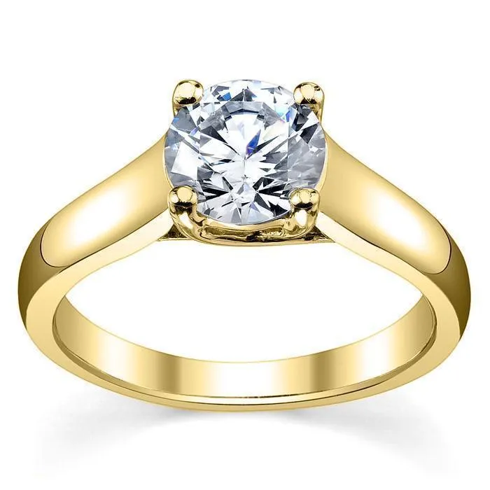 Forever One Moissanite Solitaire Engagement Ring 18kt Yellow Gold