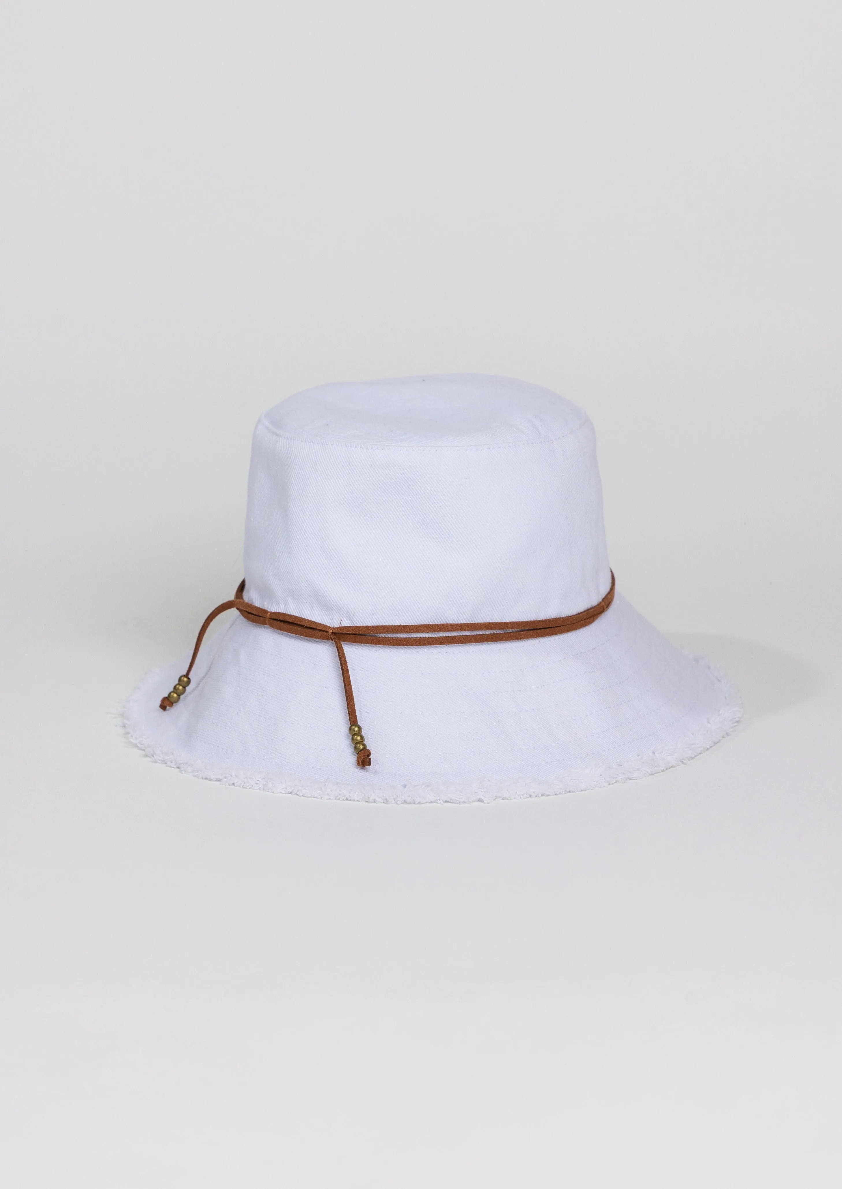 Fringed Bucket Hat- White