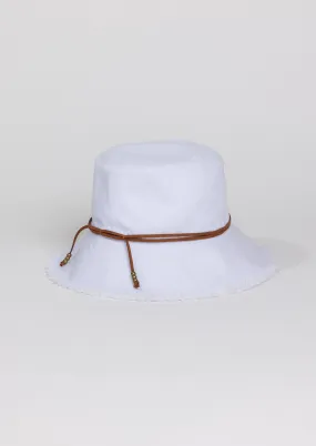 Fringed Bucket Hat- White