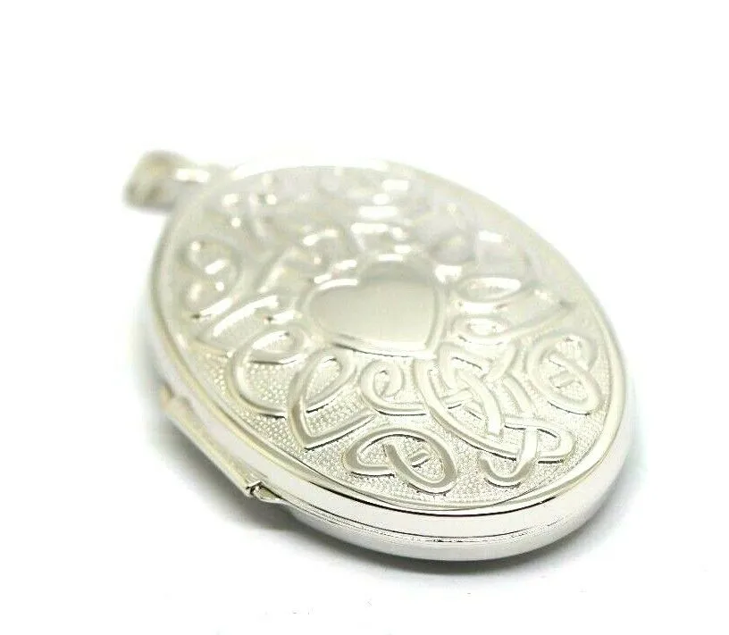 Genuine Sterling Silver 925 Centre Heart Celtic Design 6 Photo Oval Locket