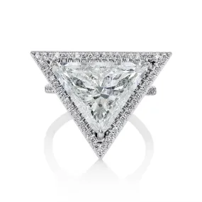 GIA 5.24ctw Trillion Diamond Engagement Halo Pave Platinum Ring