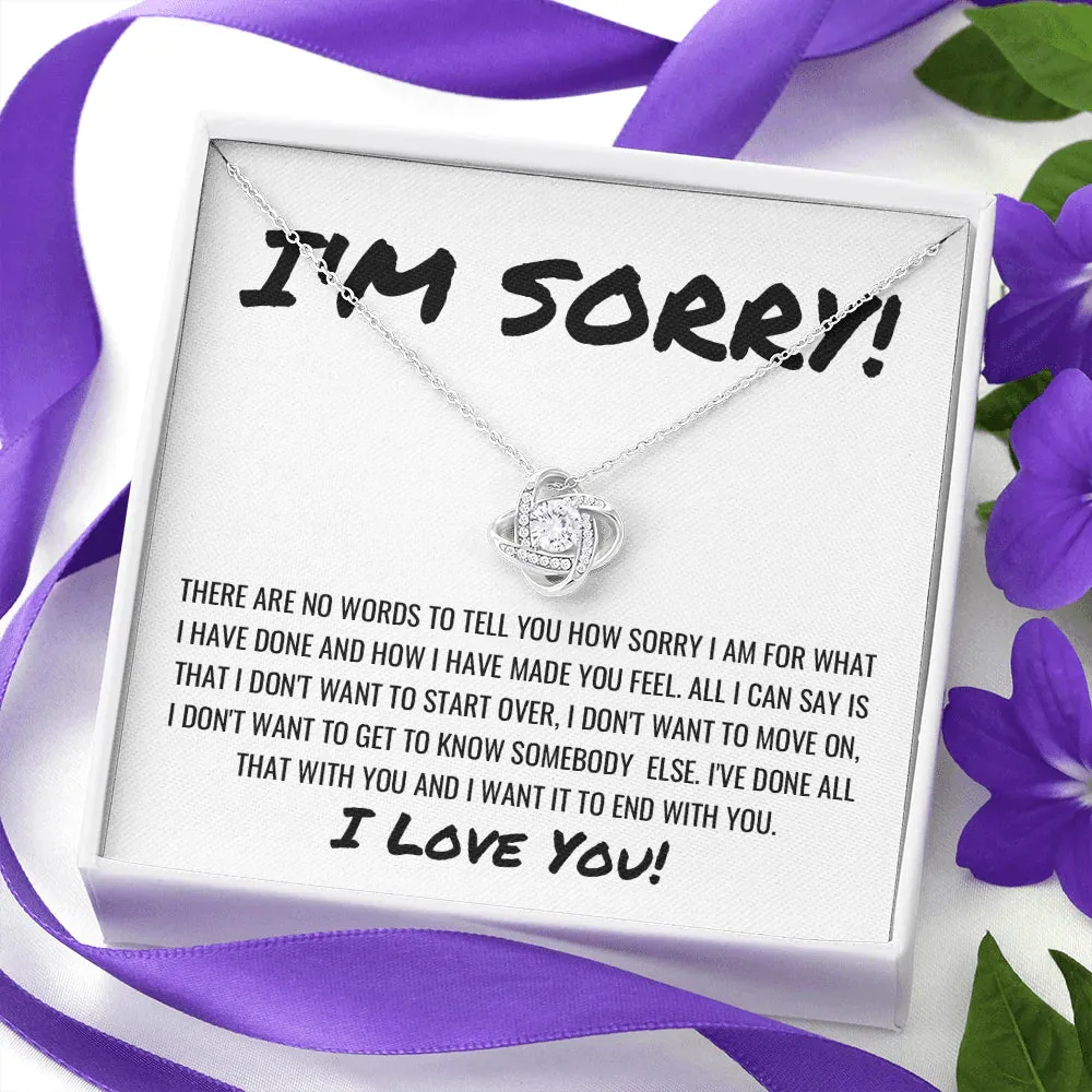 Gift for Wife, Gift For Girlfriend, Apology Necklace - I'm Sorry, I Love You, Necklace for Women, Love Knot Necklace