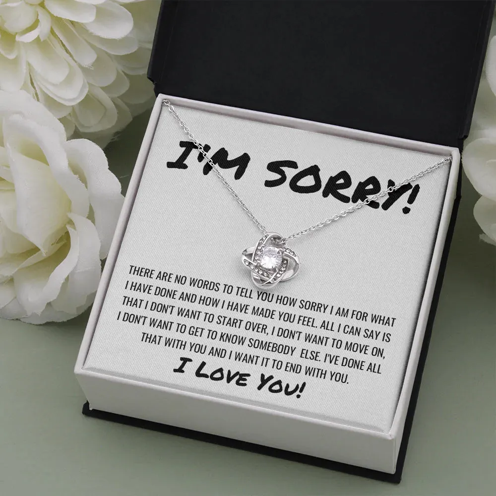 Gift for Wife, Gift For Girlfriend, Apology Necklace - I'm Sorry, I Love You, Necklace for Women, Love Knot Necklace