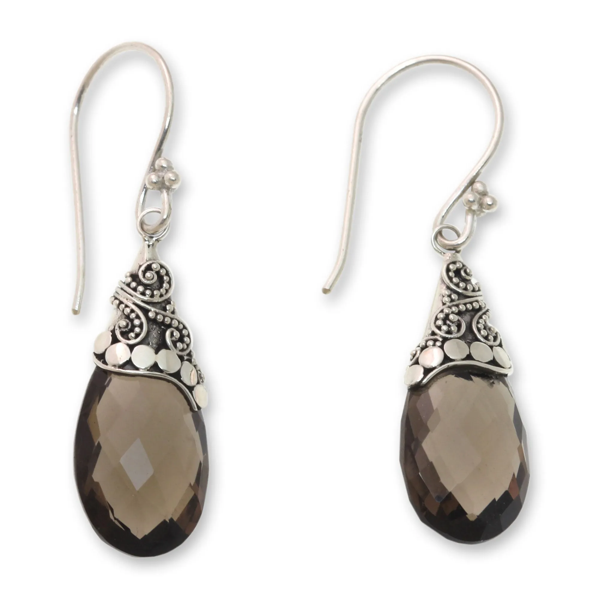 Glamorous Fair Trade Smoky Quartz and Sterling Silver Dangle Earrings