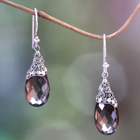 Glamorous Fair Trade Smoky Quartz and Sterling Silver Dangle Earrings