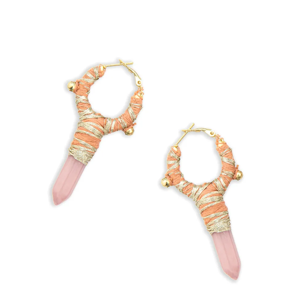 Goddess Delight Woven, Beaded Earrings With Crystal Charm