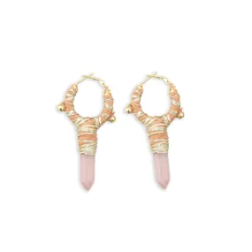 Goddess Delight Woven, Beaded Earrings With Crystal Charm