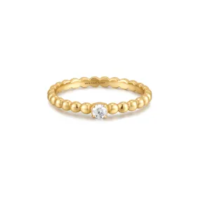 Gold Cubic Zirconia Round Dome Ring