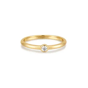 Gold Half Round Cubic Zirconia Ring