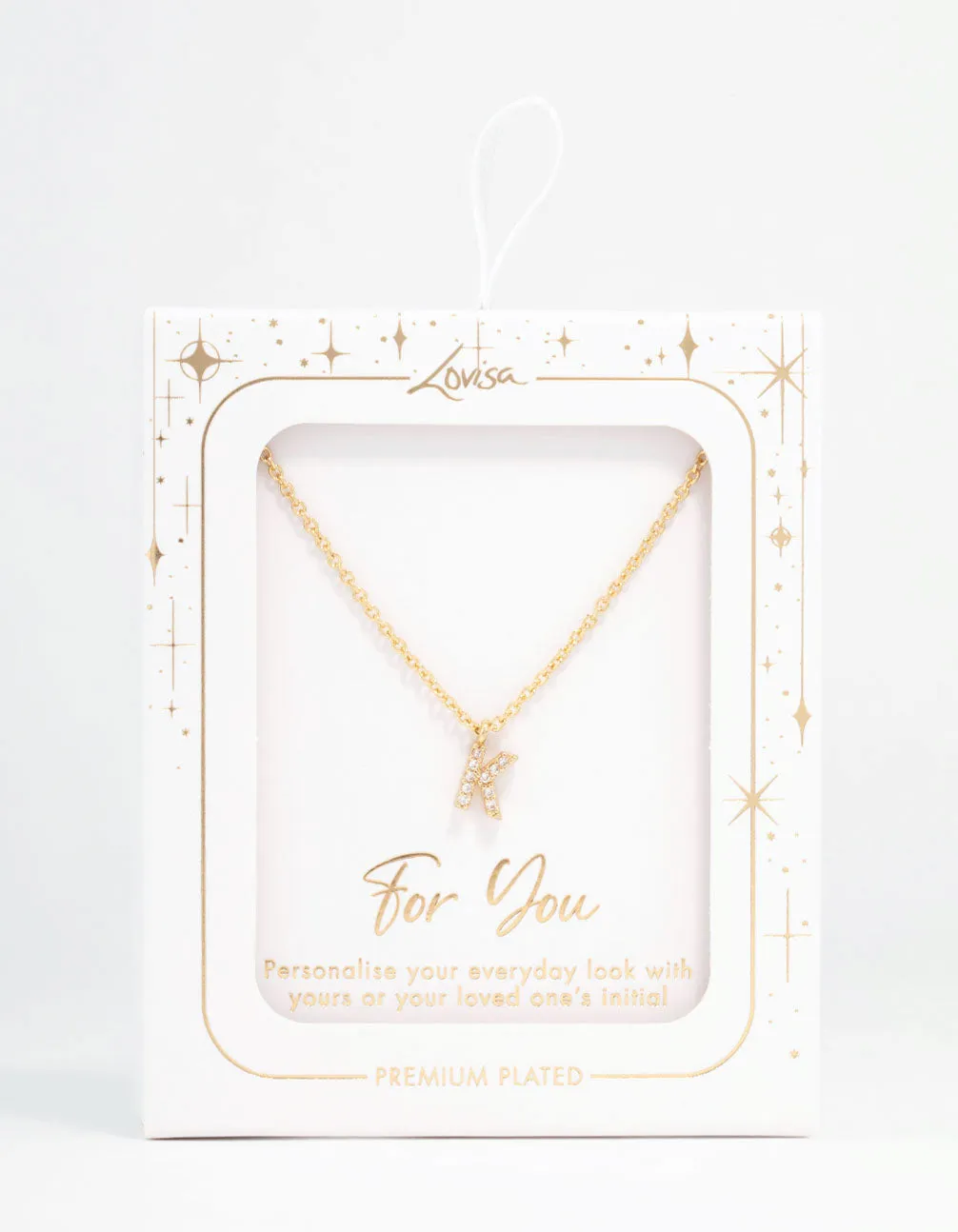 Gold Plated Cubic Zirconia Letter K Necklace