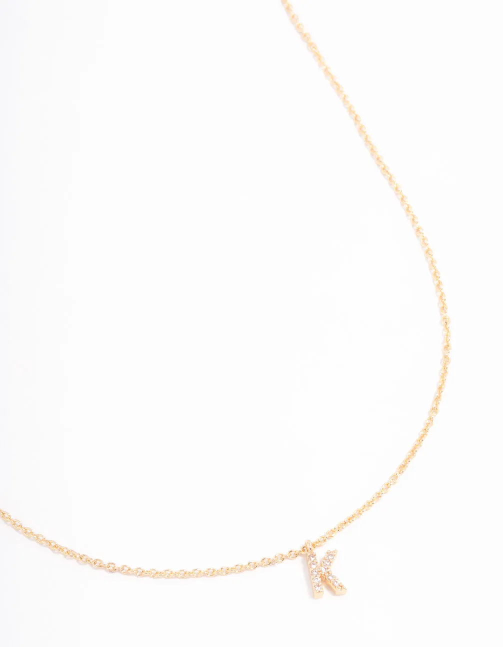 Gold Plated Cubic Zirconia Letter K Necklace