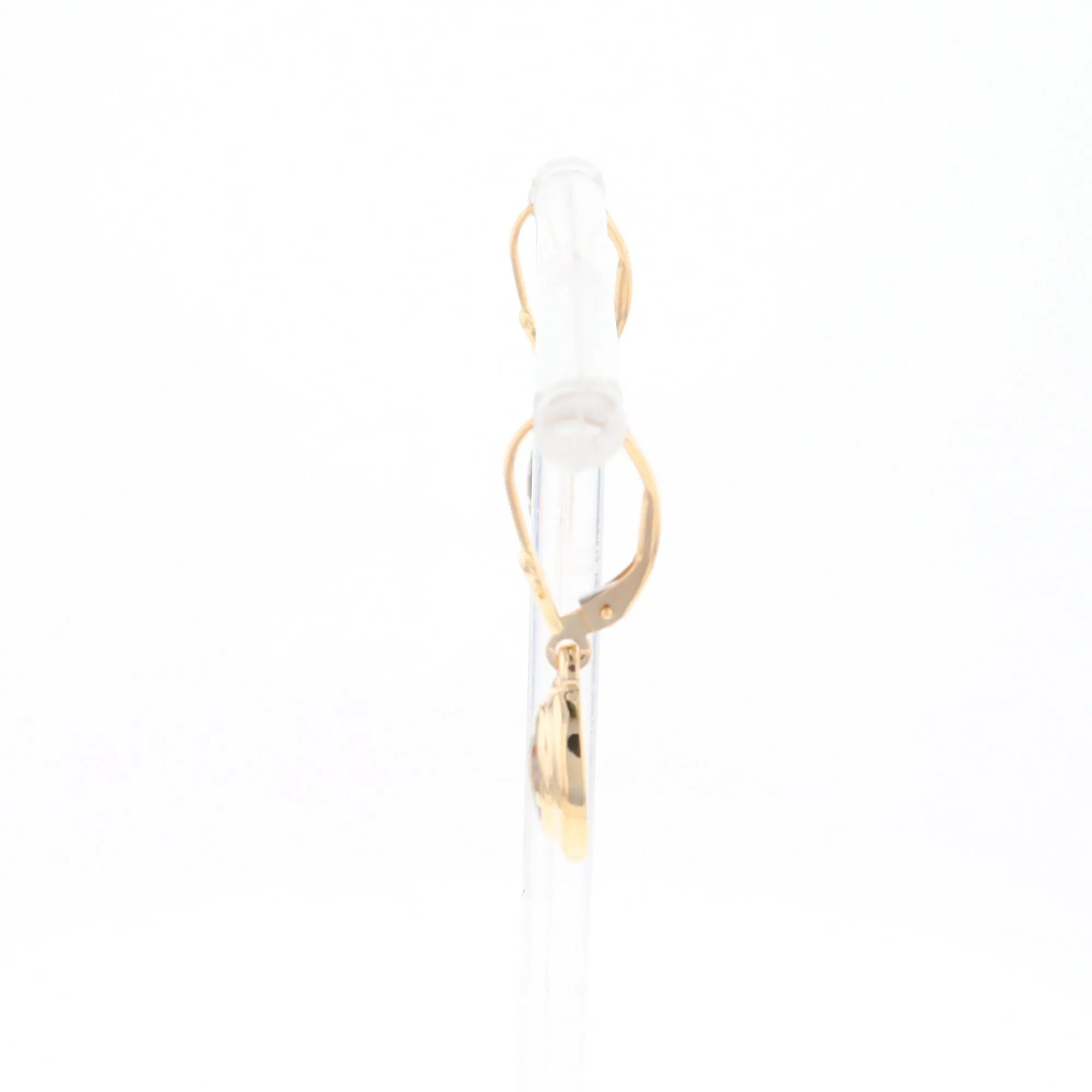 Gold Quartz Earrings Oval Inlaid Design Lever Backs - G2