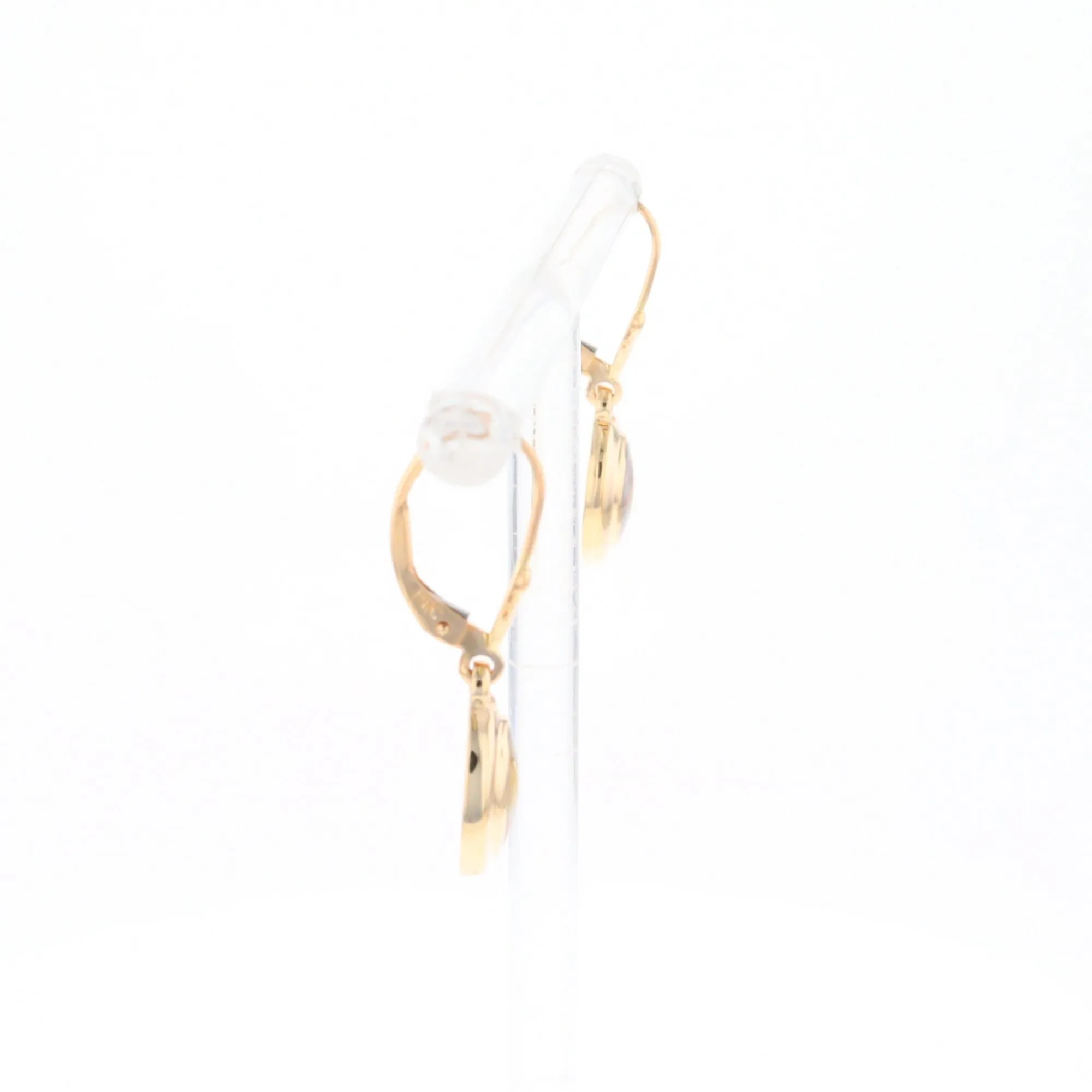 Gold Quartz Earrings Oval Inlaid Design Lever Backs - G2