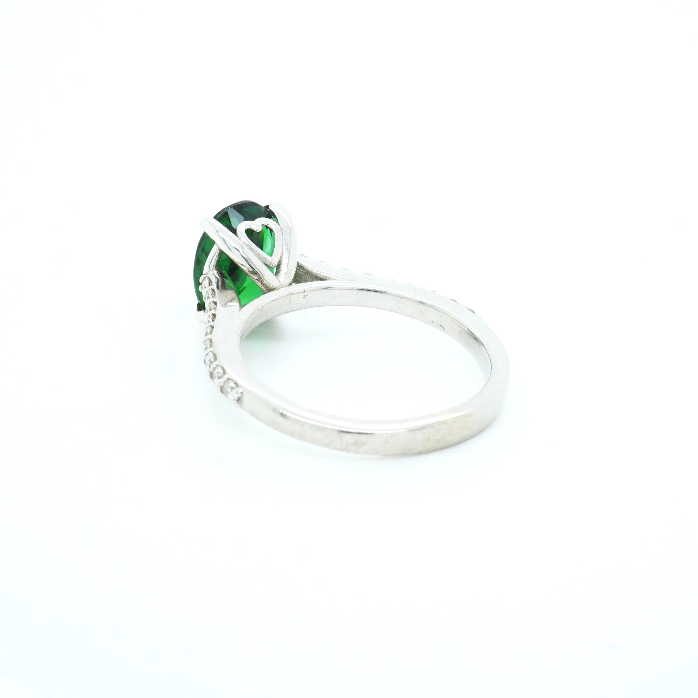 Green Chrome Tourmaline Engagement Ring - Oval Chrome Tourmaline Ring