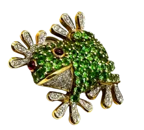 Green Tsavorite 18k Frog Pin/Pendant by LeVian