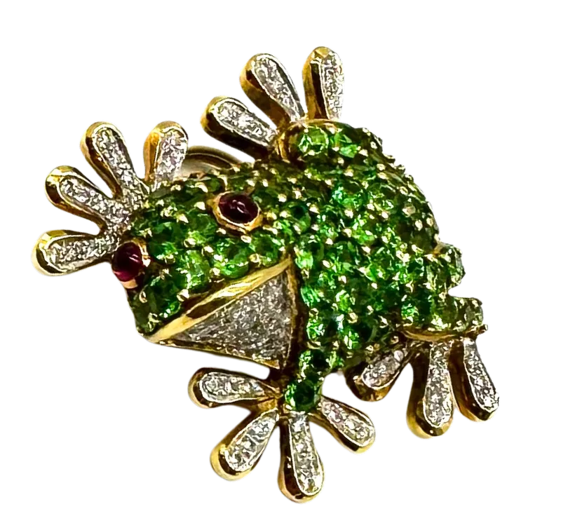 Green Tsavorite 18k Frog Pin/Pendant by LeVian