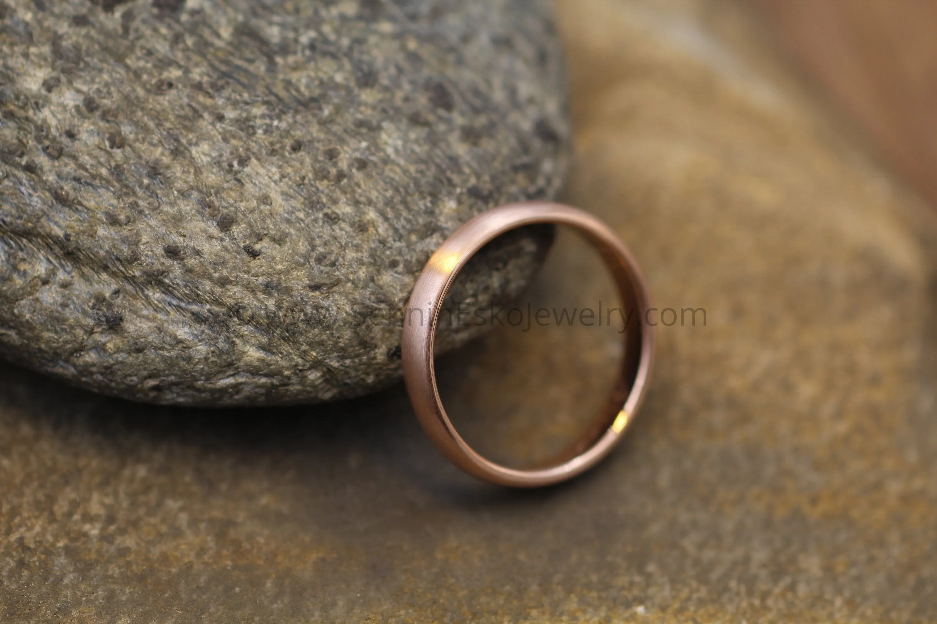 Half Round 3x1.5mm 14kt Yellow Gold Ring - Matte Finish