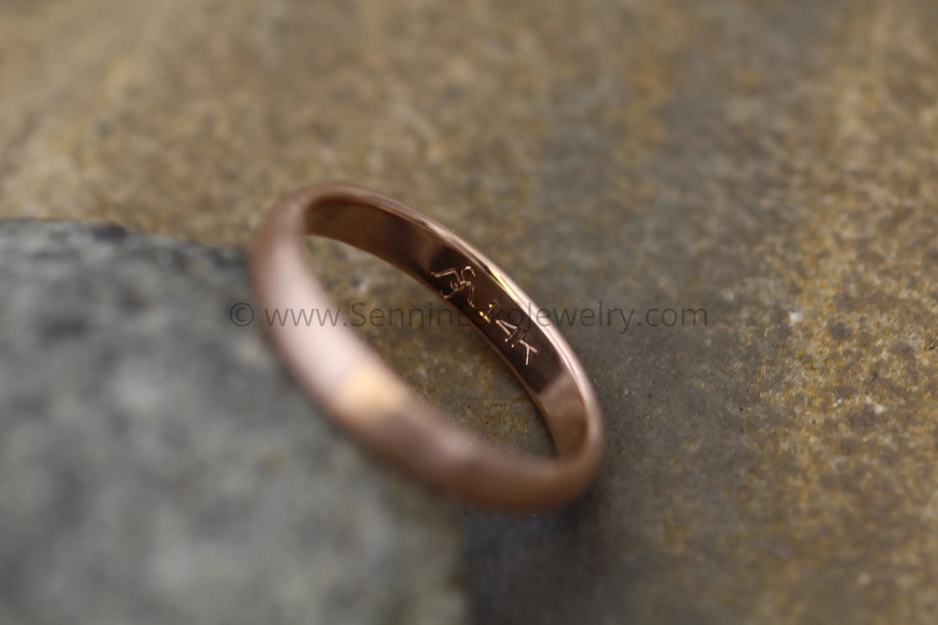 Half Round 3x1.5mm 14kt Yellow Gold Ring - Matte Finish