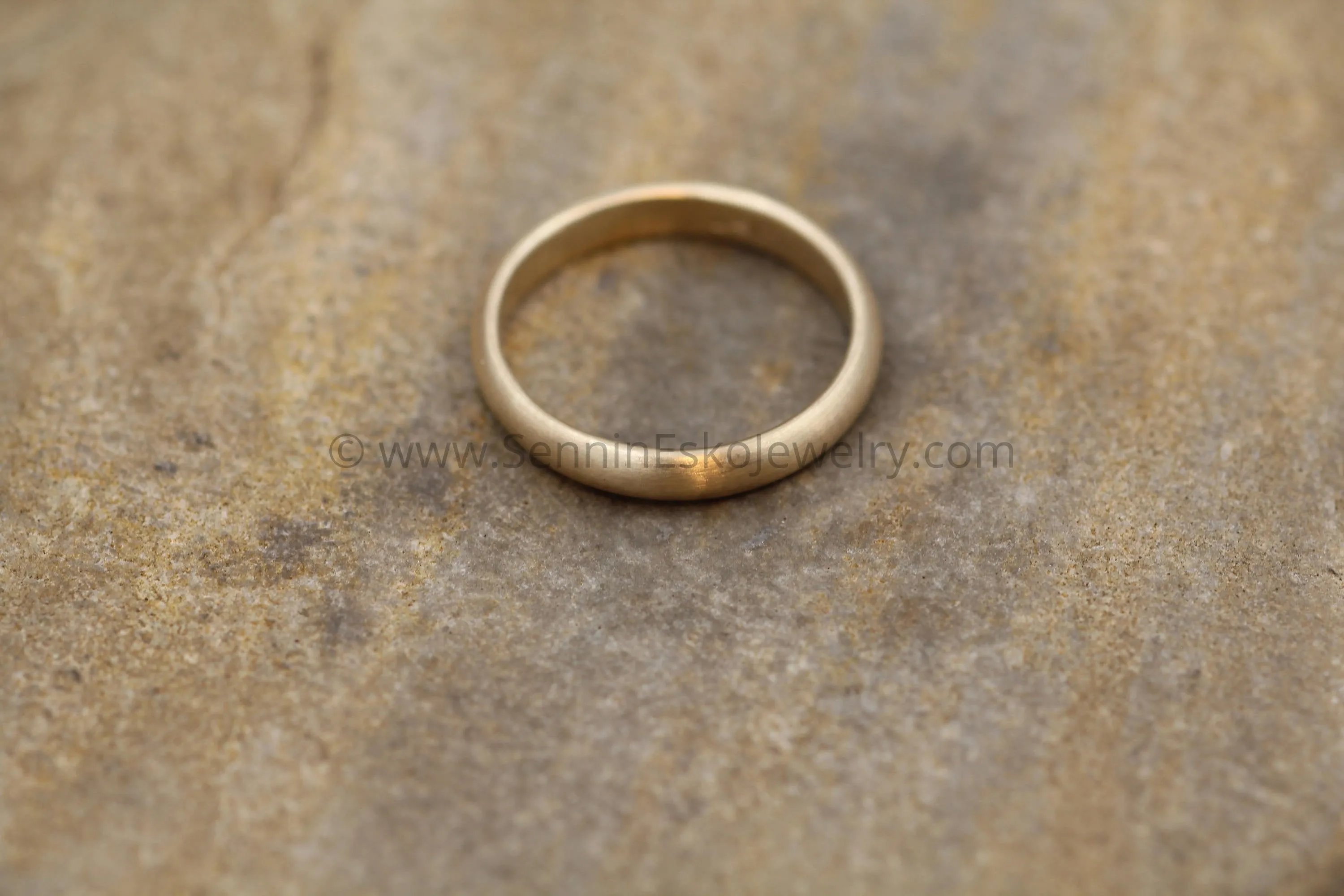 Half Round 3x1.5mm 14kt Yellow Gold Ring - Matte Finish