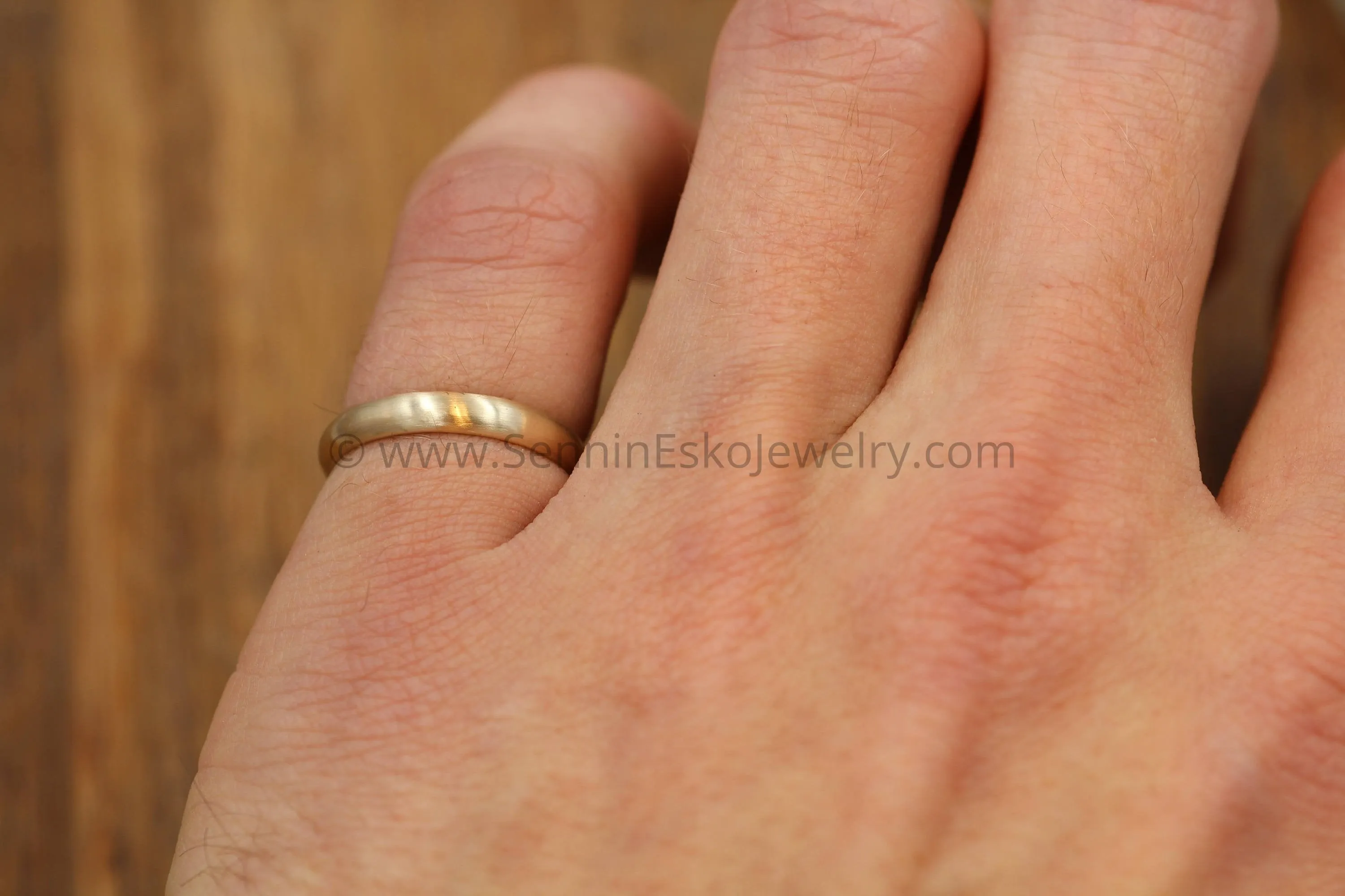 Half Round 3x1.5mm 14kt Yellow Gold Ring - Matte Finish