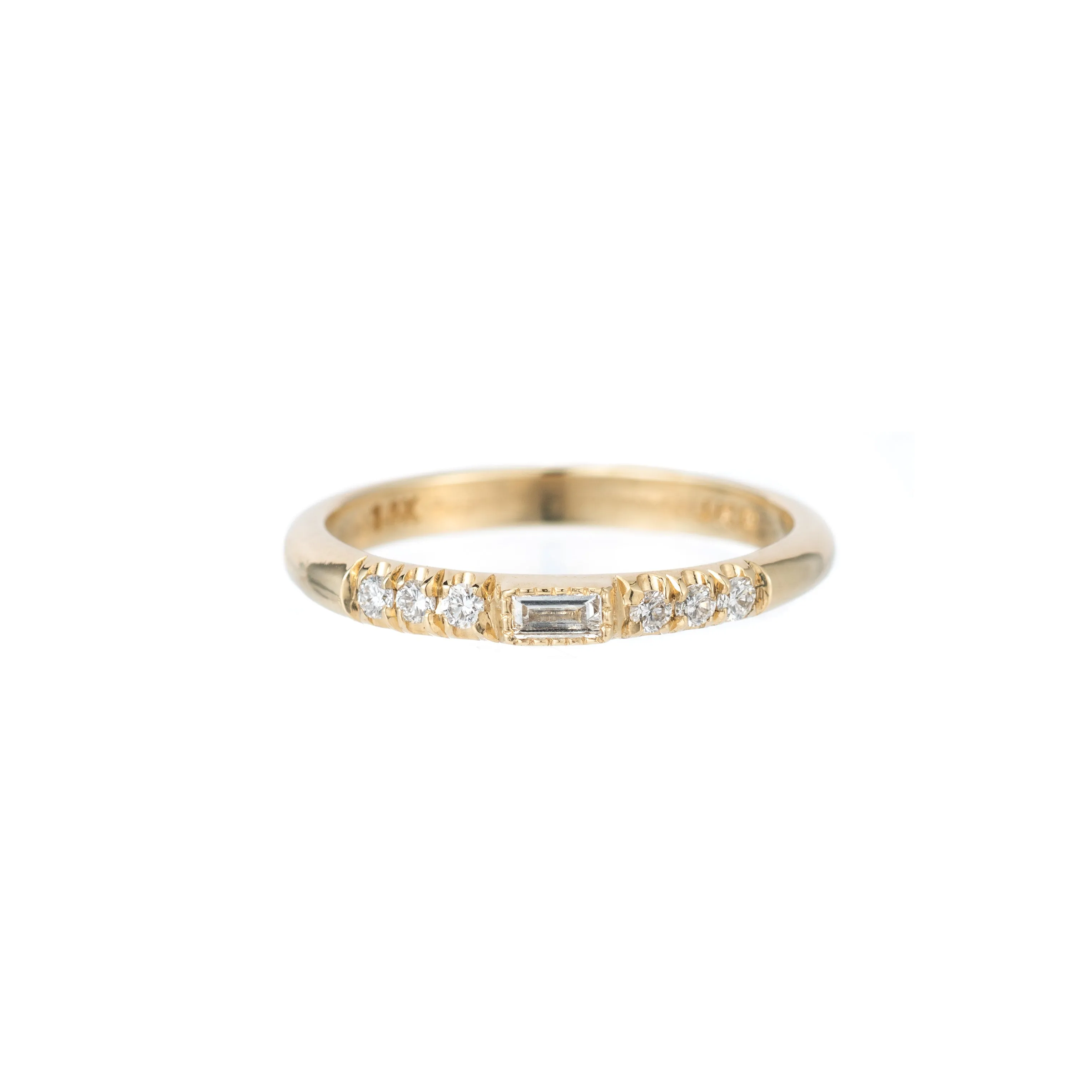 Half Round Diamond Baguette Equilibrium Ring