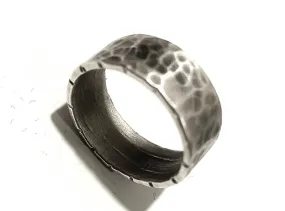 Hammered Wide Band with Notched Edges