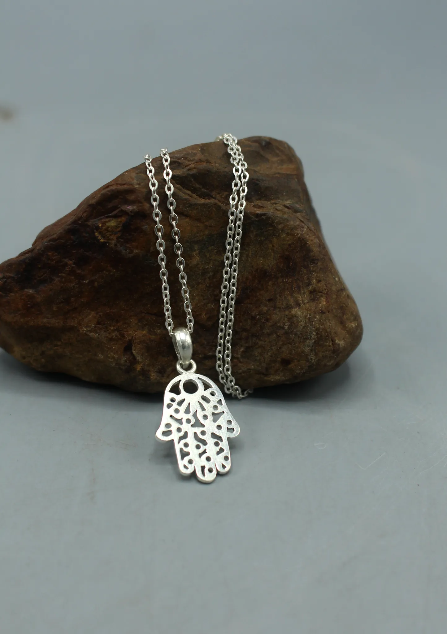 Hand of Fatima, Sterling Silver Plated Hamsa Pendant