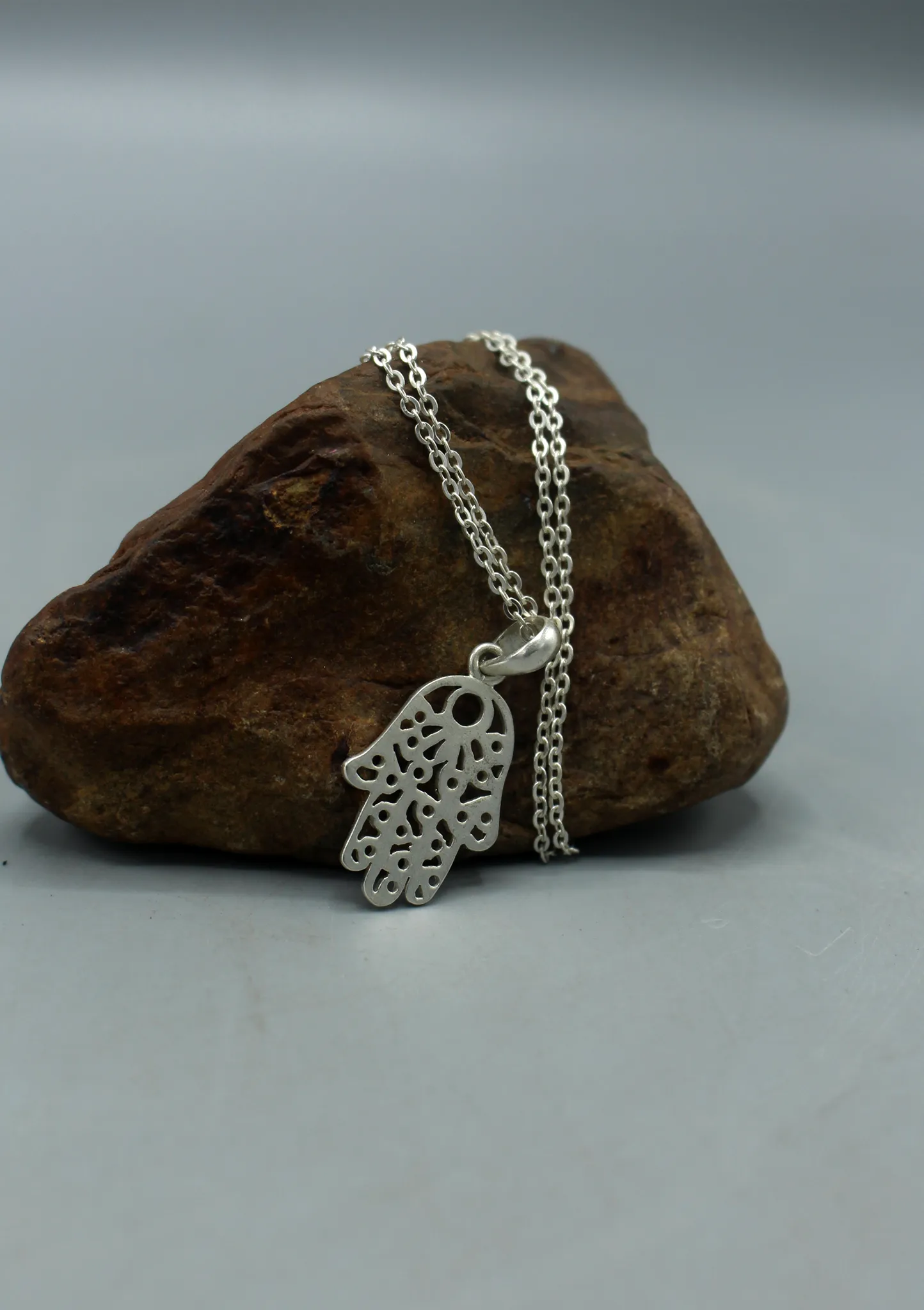 Hand of Fatima, Sterling Silver Plated Hamsa Pendant