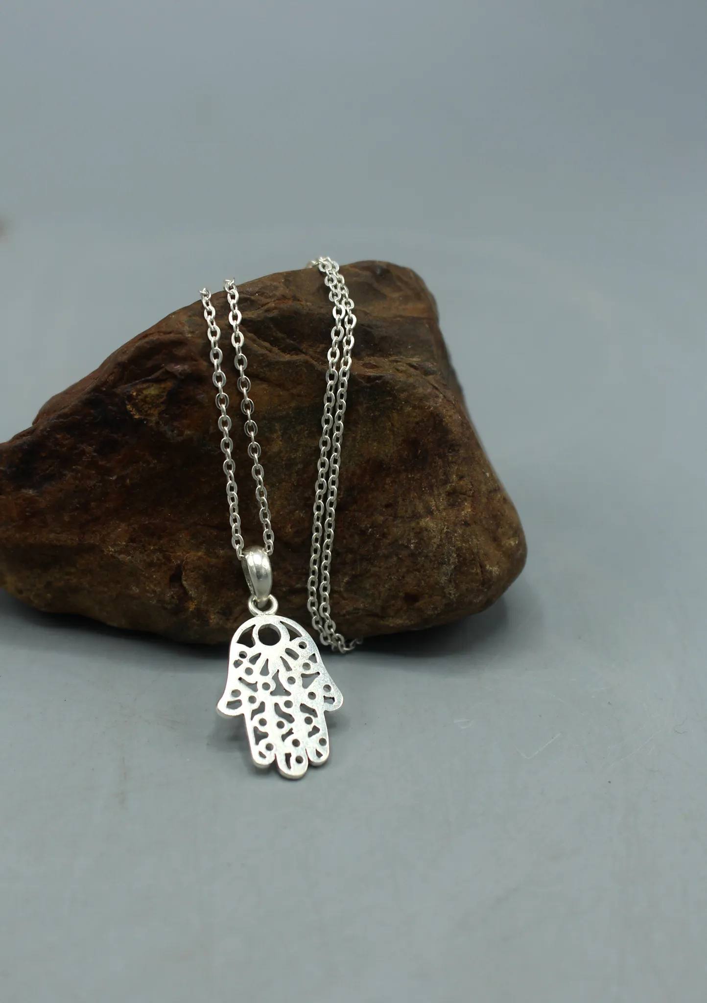 Hand of Fatima, Sterling Silver Plated Hamsa Pendant