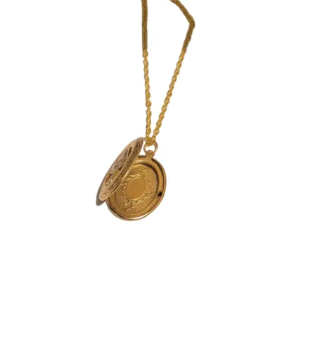 Handmade antique Gold Mushroom Locket Necklace