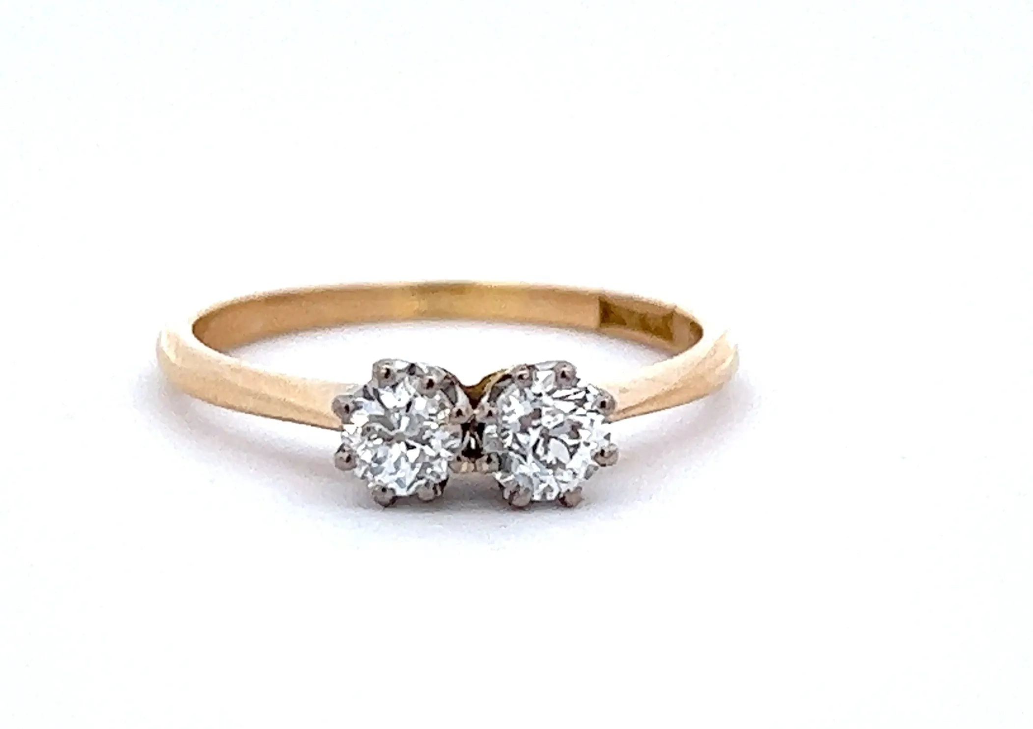 Handmade Diamond 18ct Yellow & White Gold Vintage Ring