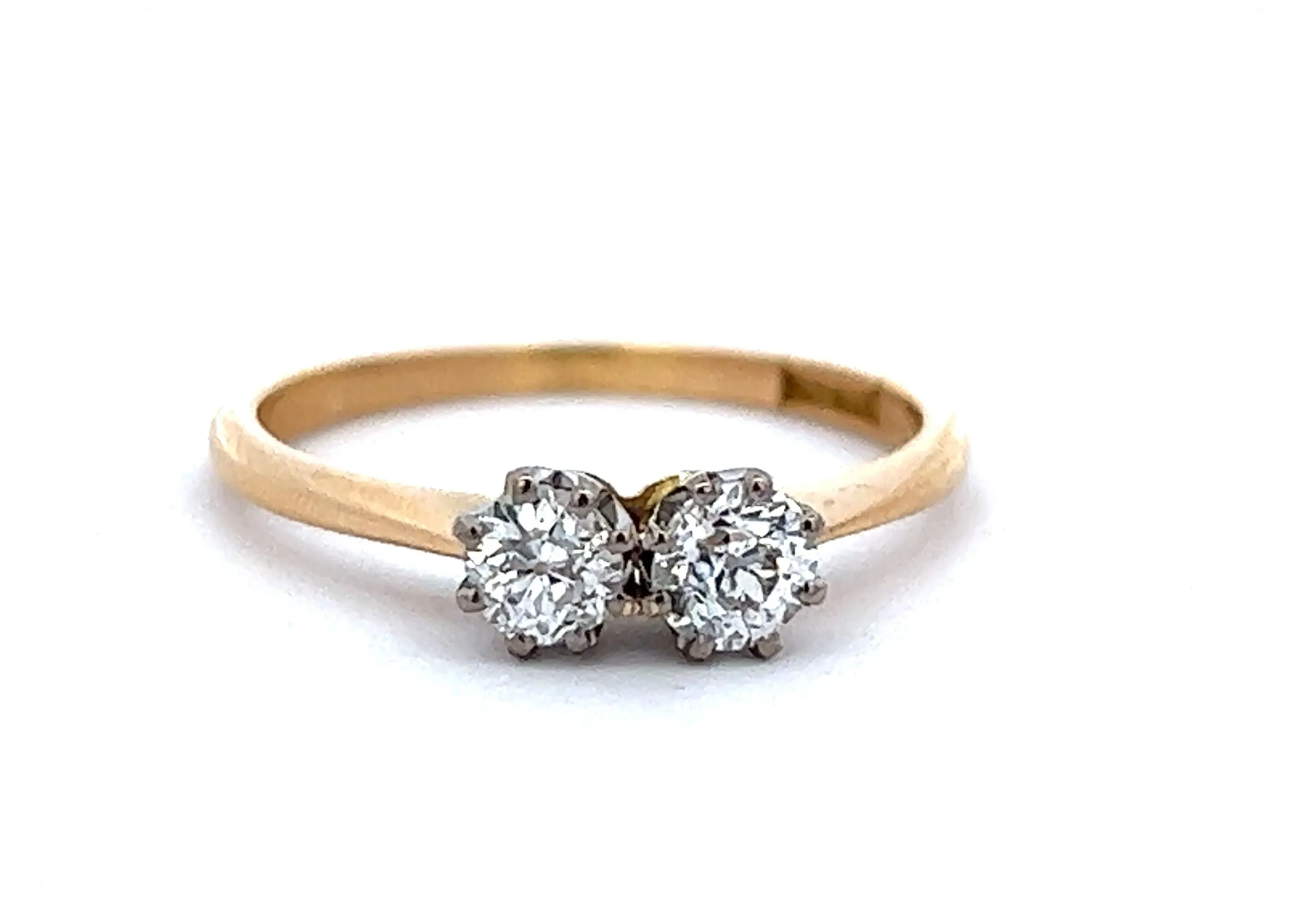 Handmade Diamond 18ct Yellow & White Gold Vintage Ring