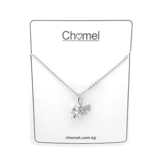 Heart and Gingko Leaf Cubic Zirconia Necklace