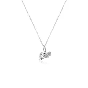 Heart and Gingko Leaf Cubic Zirconia Necklace