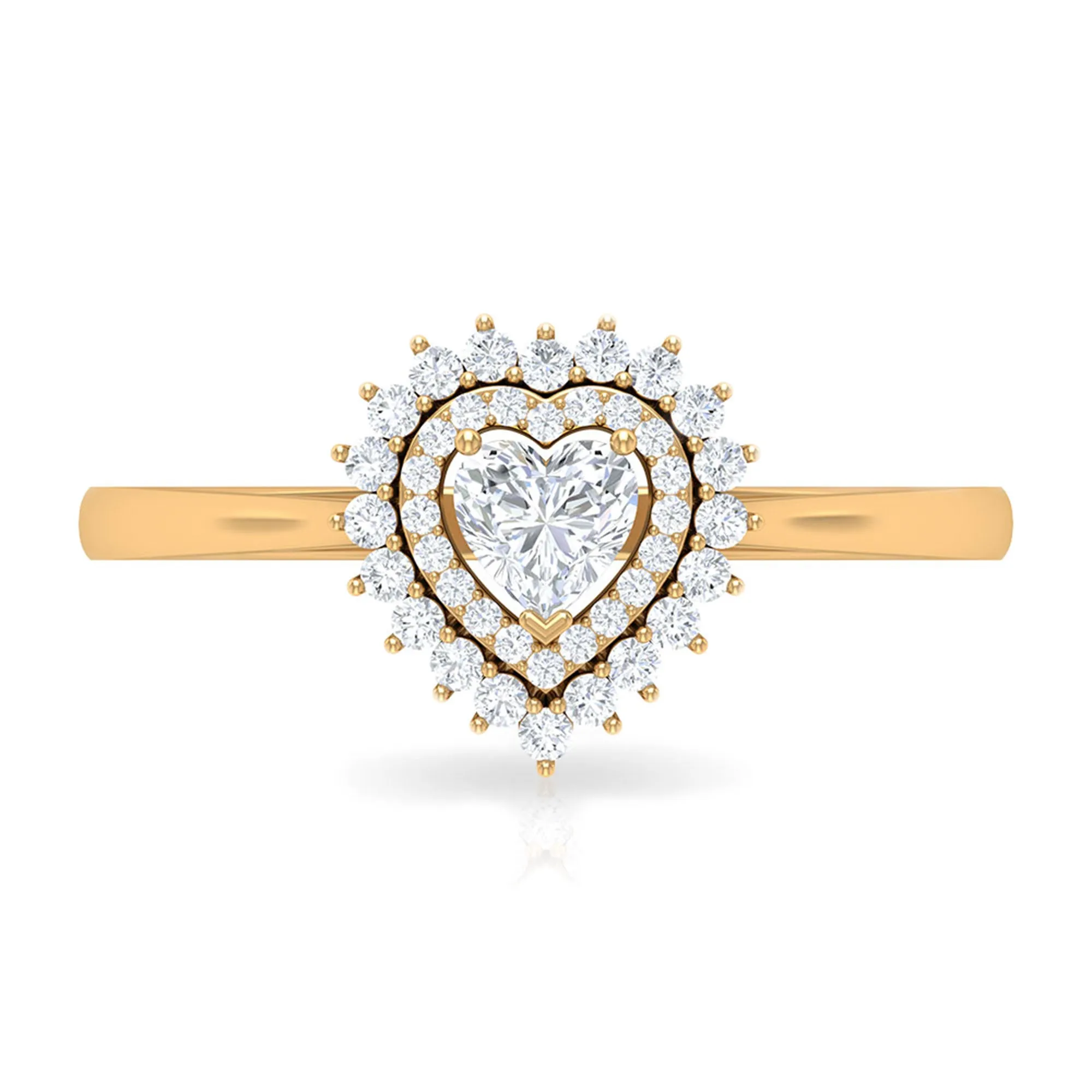 Heart Shape Diamond Engagement Ring with Double Halo