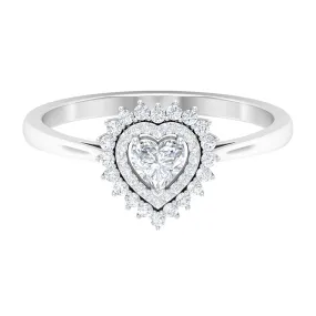 Heart Shape Diamond Engagement Ring with Double Halo