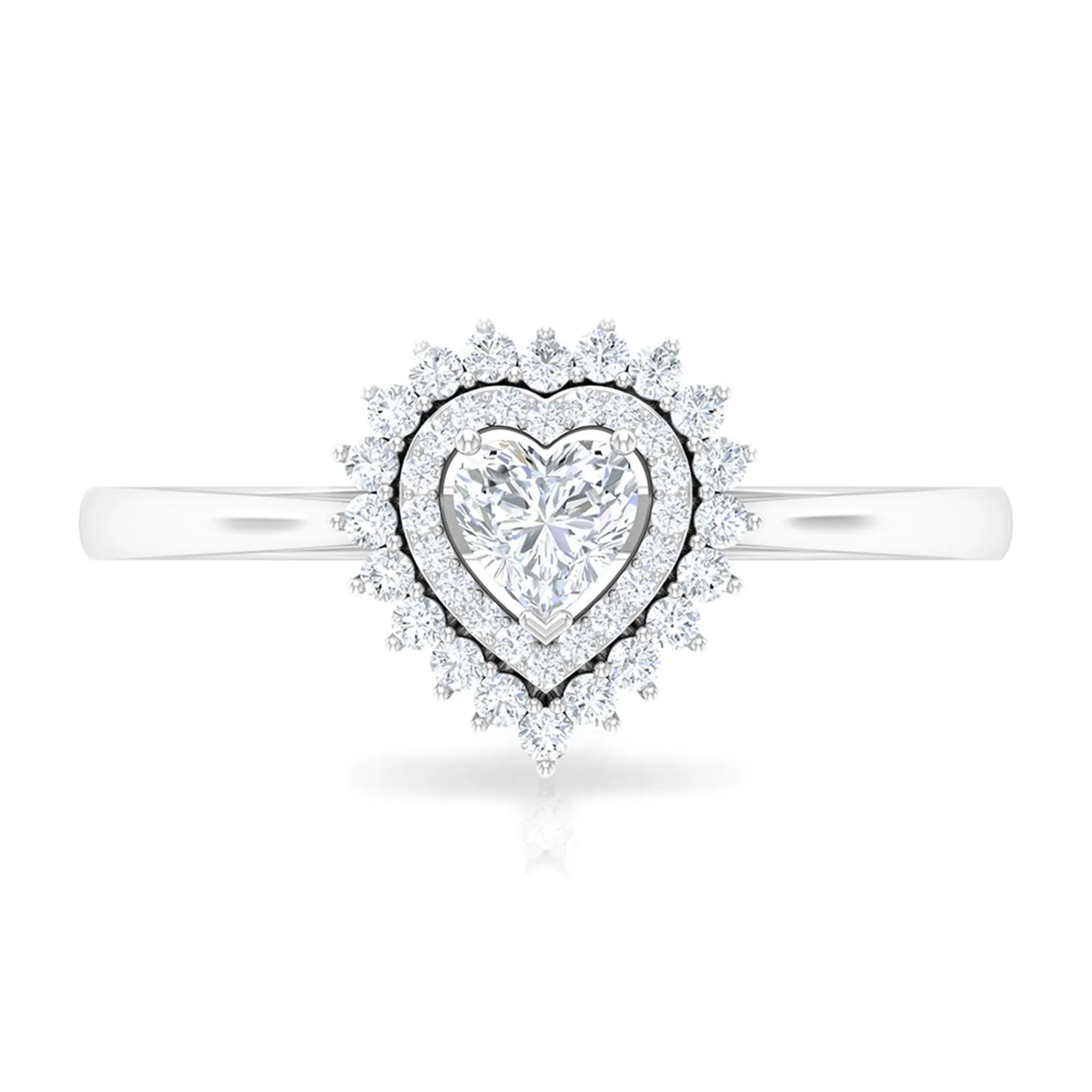 Heart Shape Diamond Engagement Ring with Double Halo