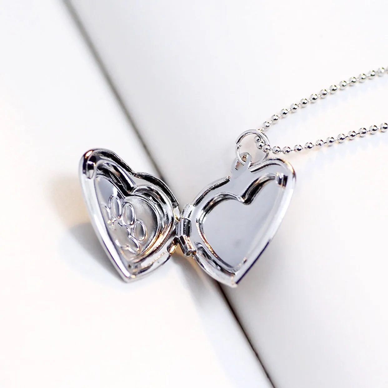 Heart Shaped Dog Paws Print Locket Pendant For Woman