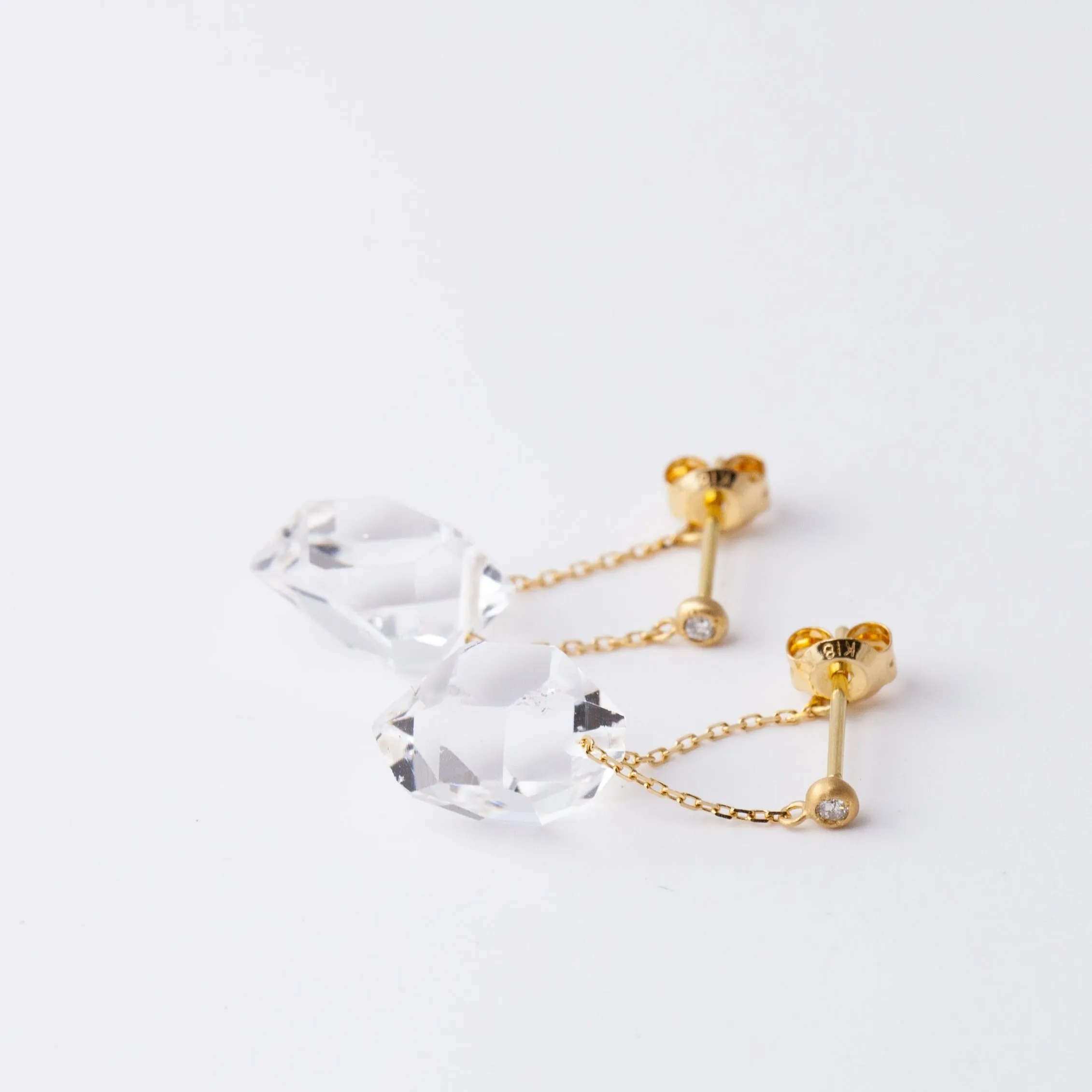 Herkimer quartz chain earrings