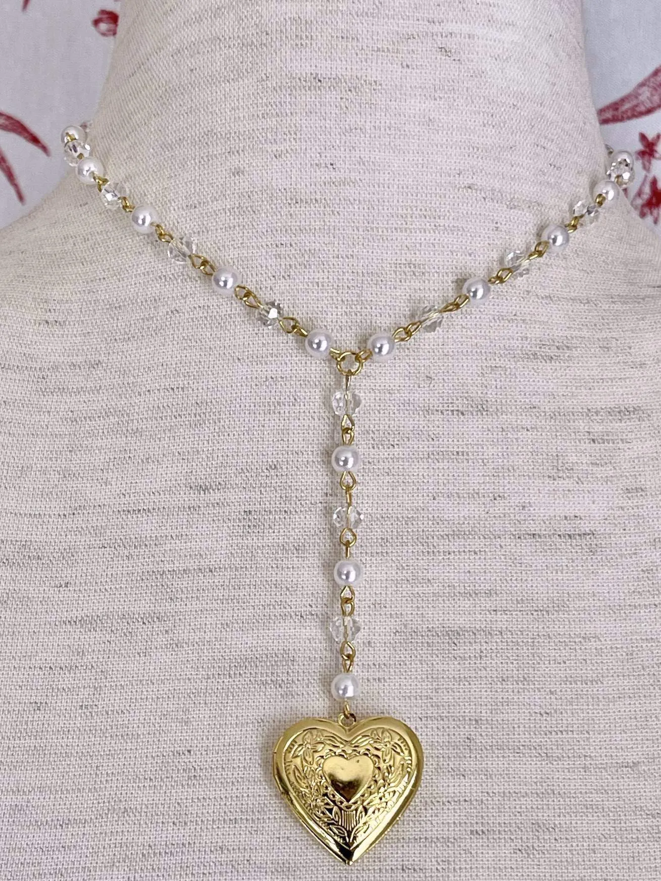 Historically Inspired Romantic Era Heart Shaped Locket Necklace in Gold