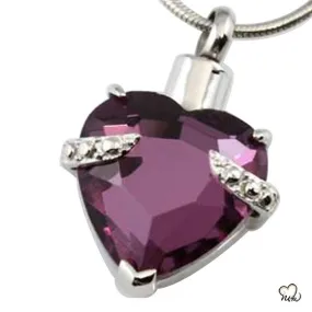 Hold My Heart Amethyst Cremation Jewelry Pendant in Purple