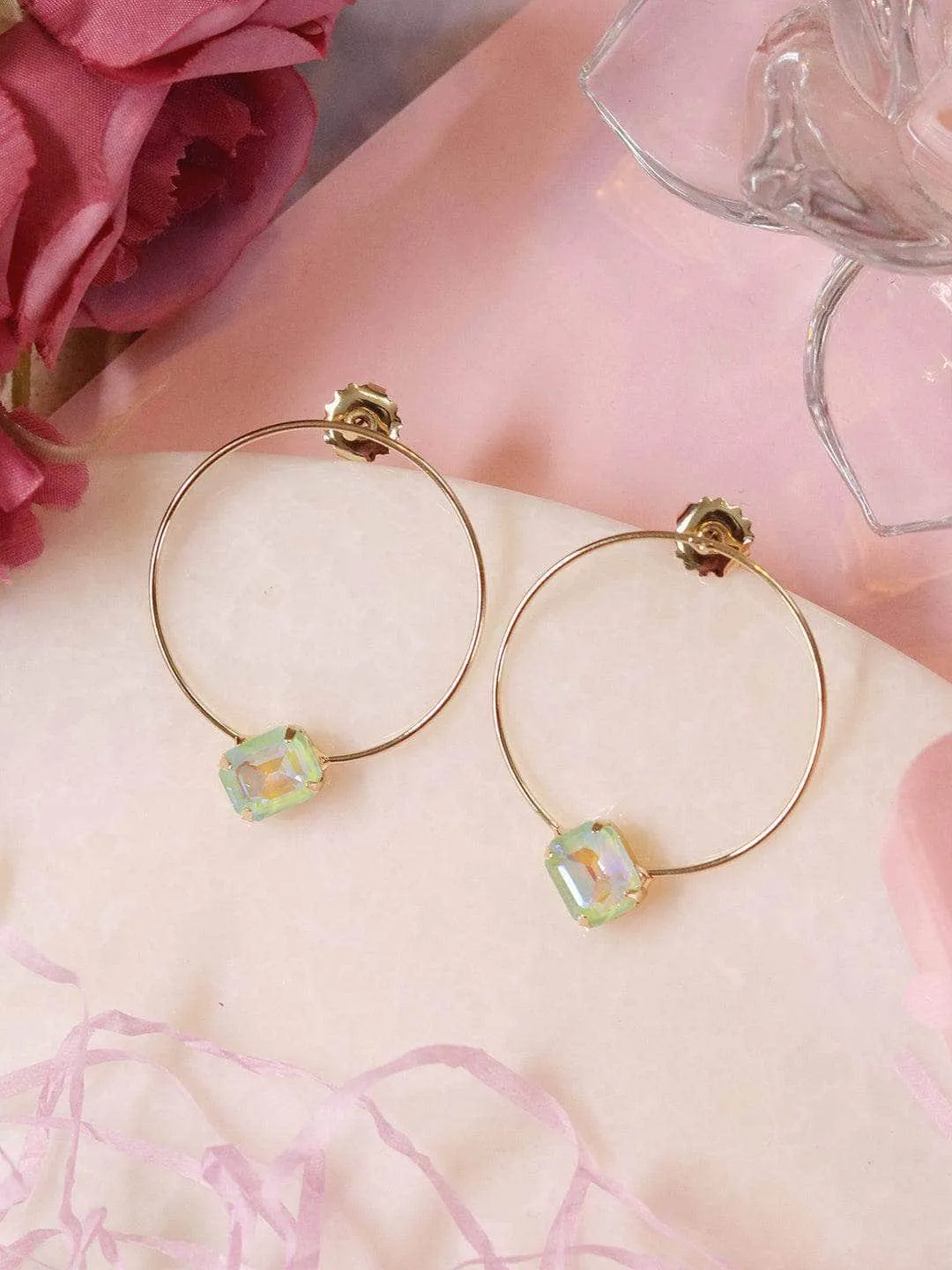 Hoop Crystal Earrings Quartz