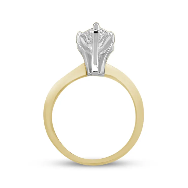 IGI Graded 1.66cts Pear Shaped Natural Diamond Solitaire Engagement Ring in 14k Two-tone Gold