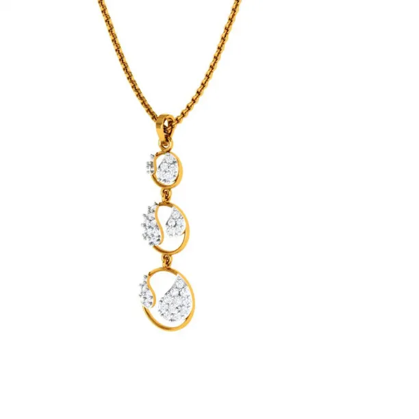 Imperative Embedded Tri-ringed Design 22KT Gold Pendant