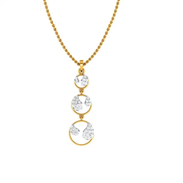 Imperative Embedded Tri-ringed Design 22KT Gold Pendant