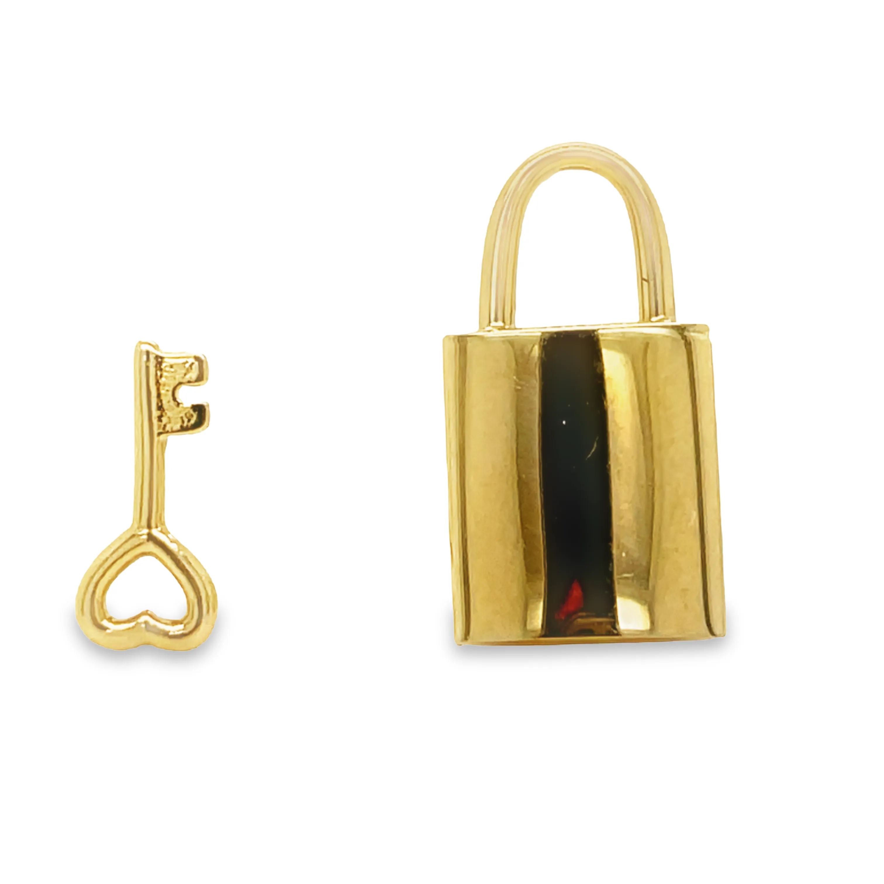 Italian Made 14k Yellow Gold Small Lock & Key Earrings