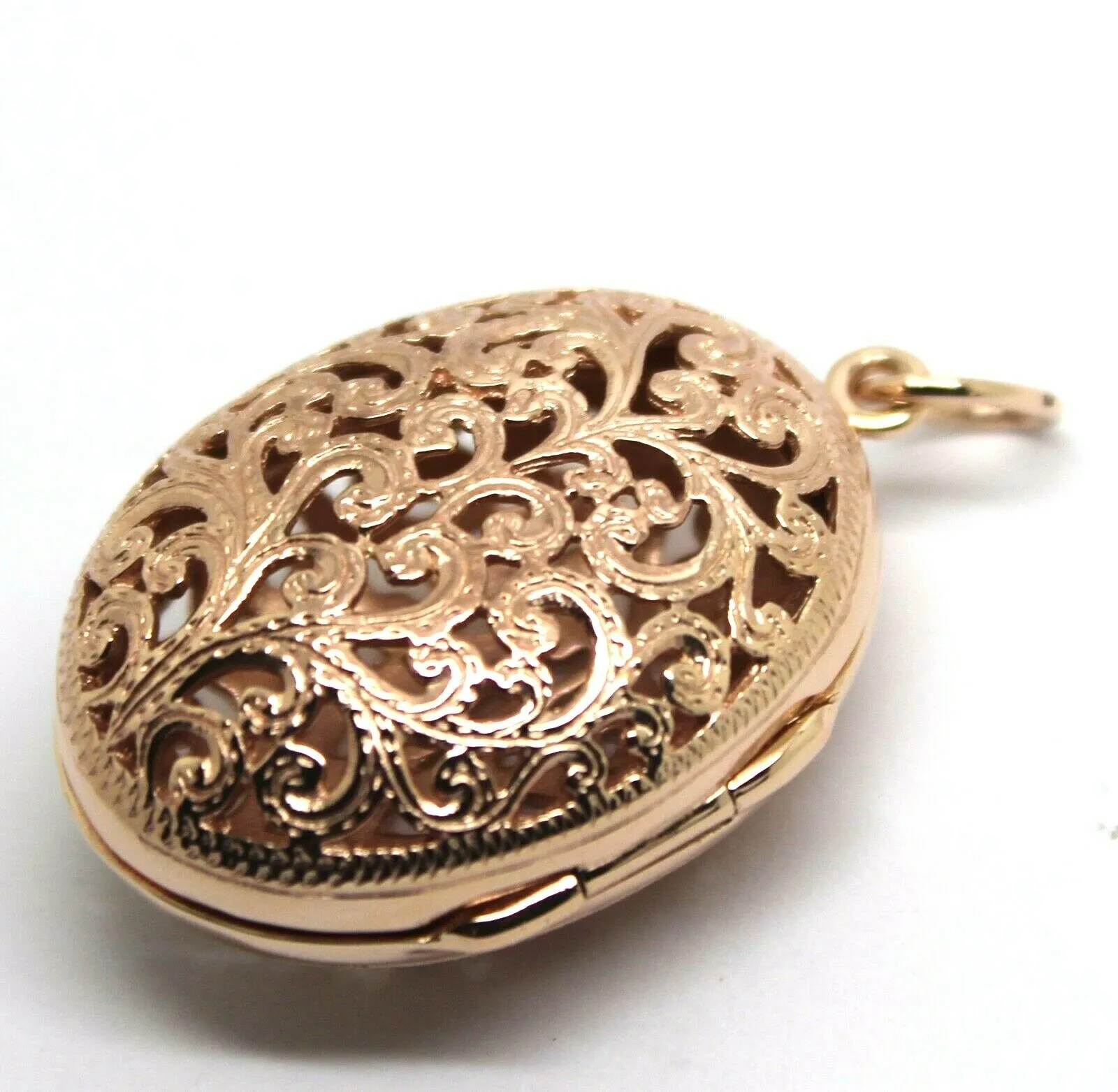 Kaedesigns, New Genuine Heavy 9kt 9ct Rose Gold Filigree Oval Pendant Locket