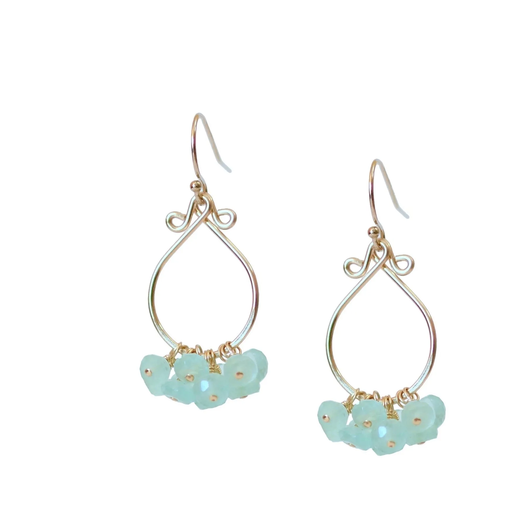 Karina - Aqua Chalcedony, Gold Filled Earrings